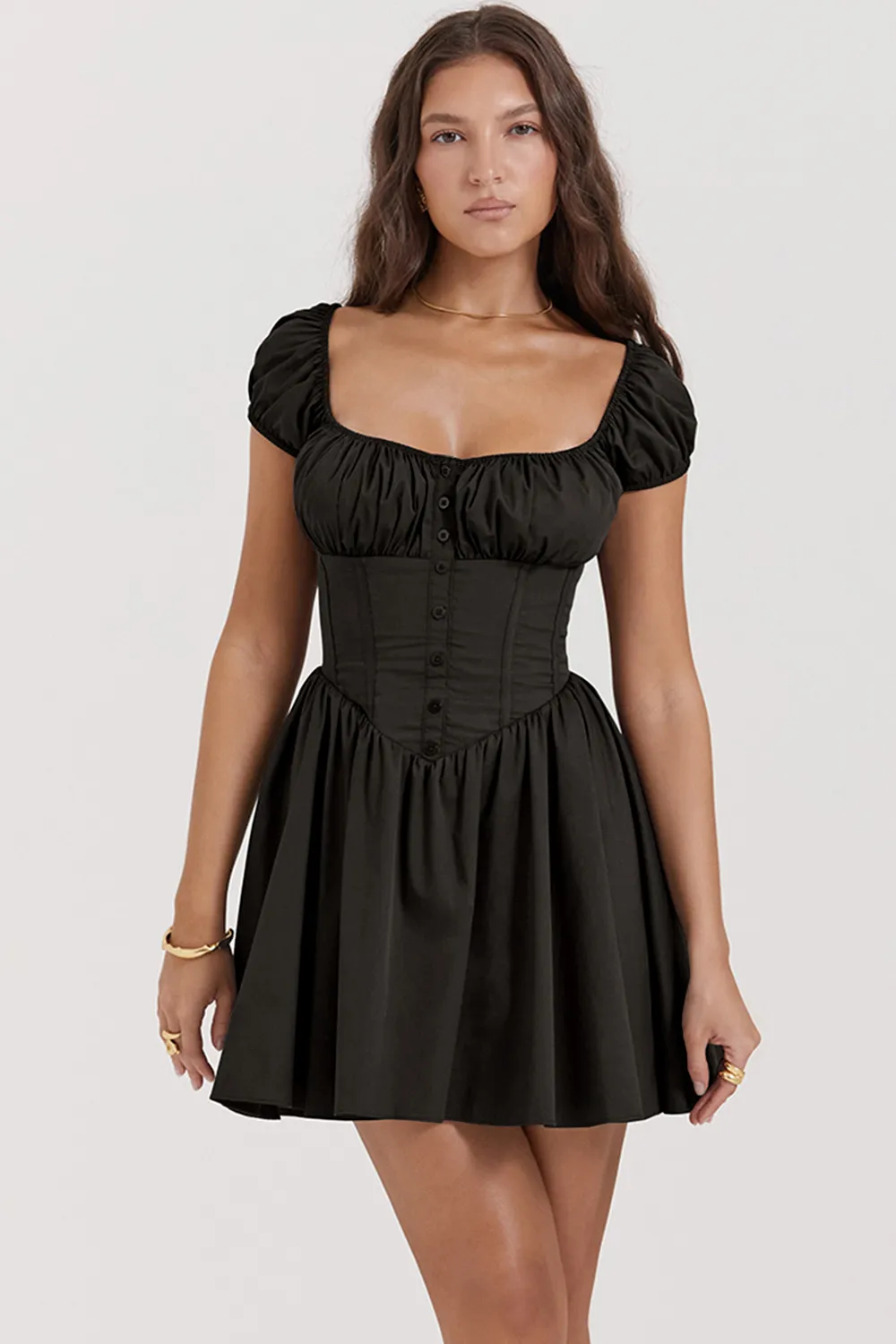Puff Sleeve Square Neck Bodycon Mini Dress