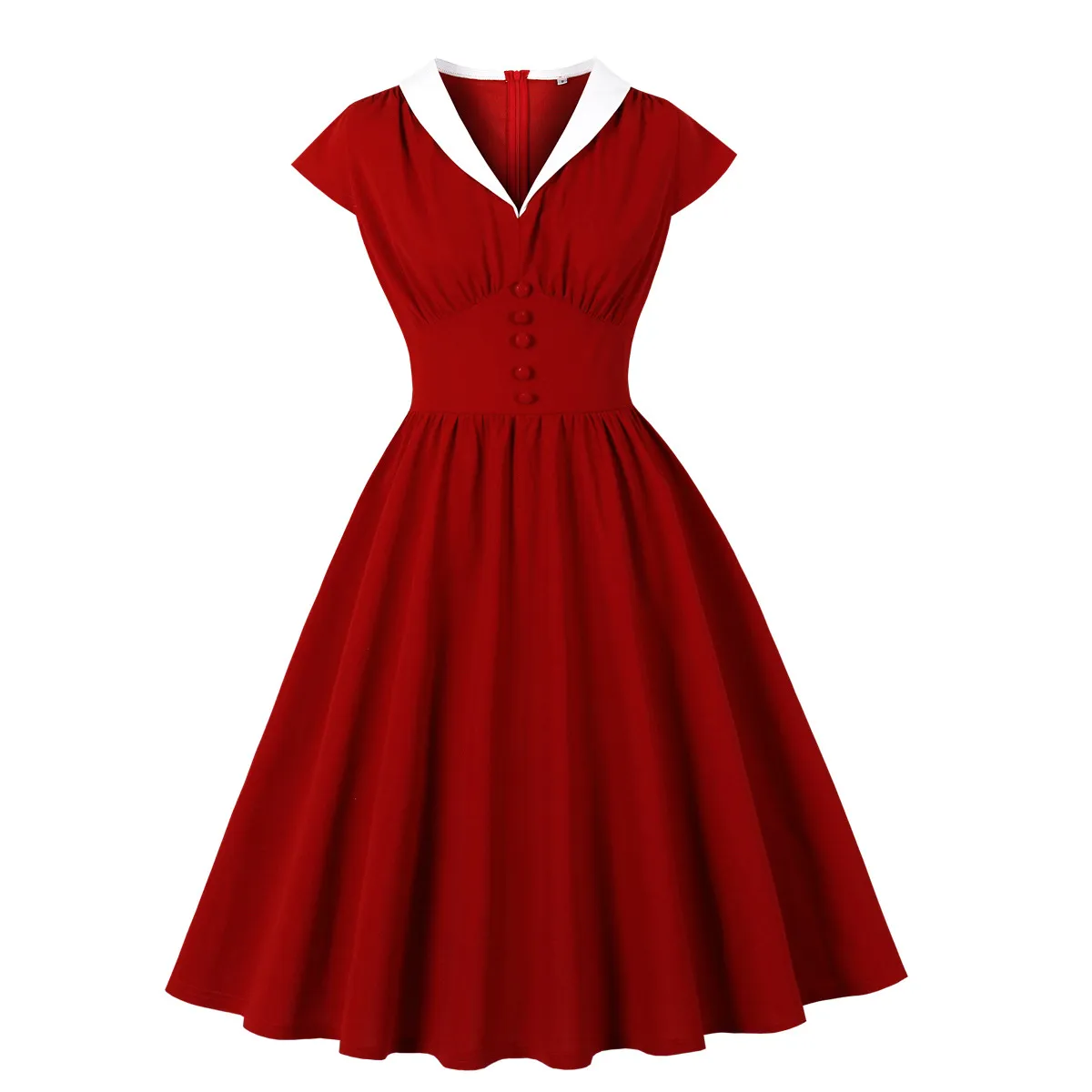 Retro Sailor Collar V-Neck Swing Dress