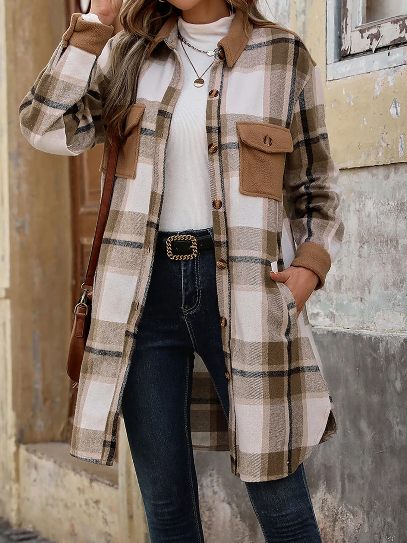 Oversized Vintage Plaid Flannel Shirt Jacket