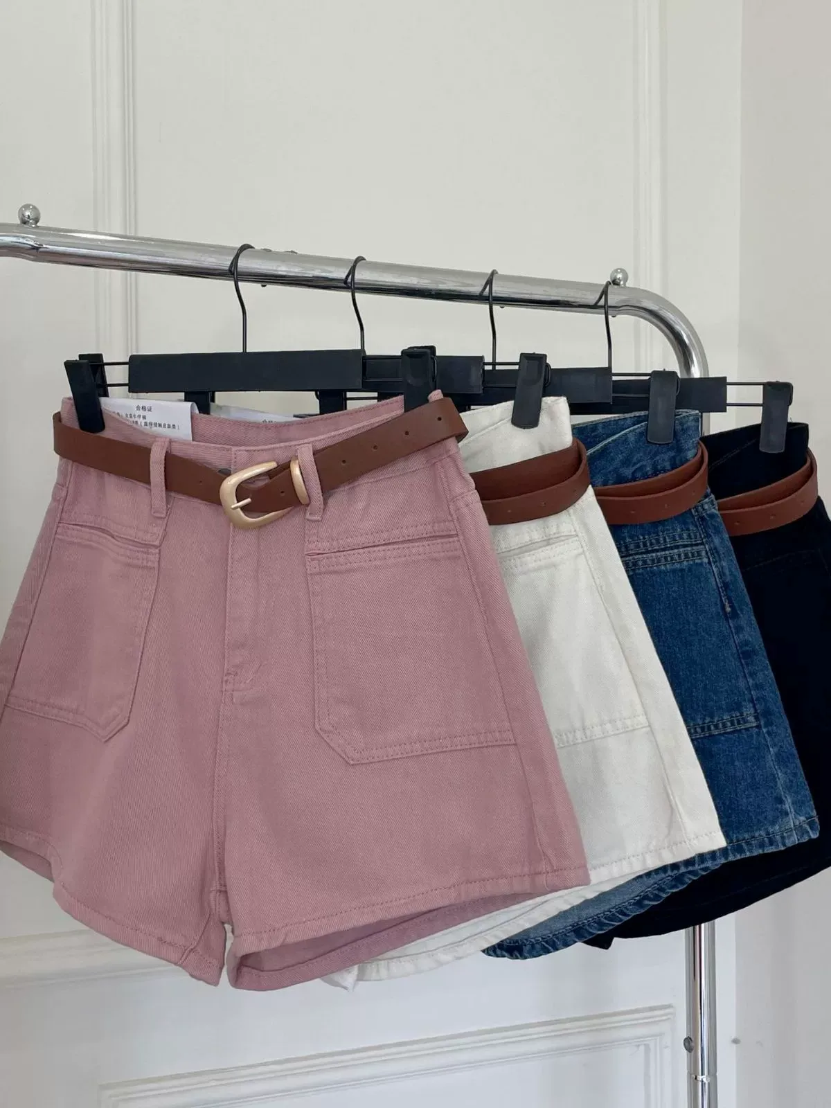 High-Waist Wide-Leg Denim Shorts