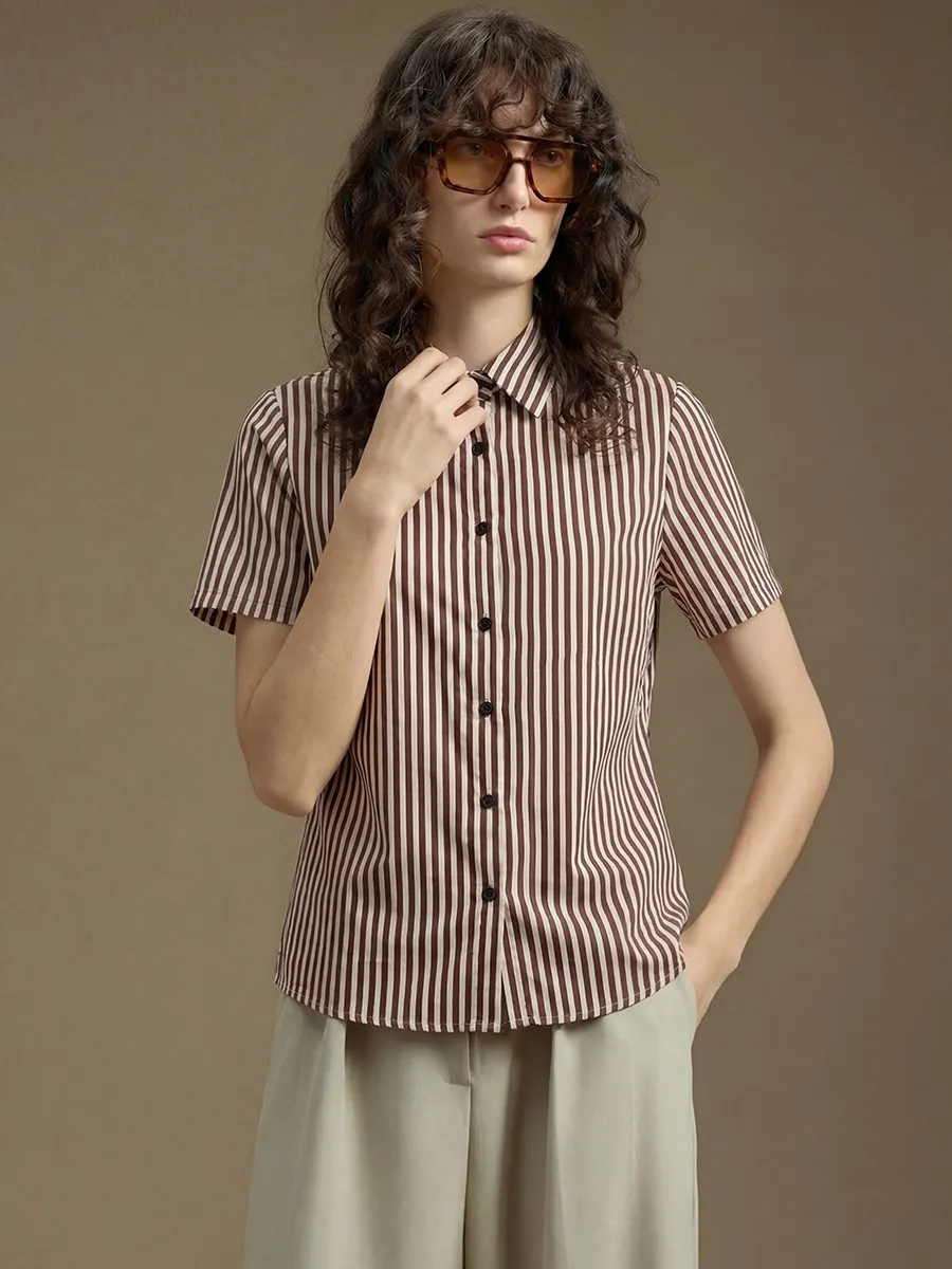 Striped Short Sleeve Button Down Shirt