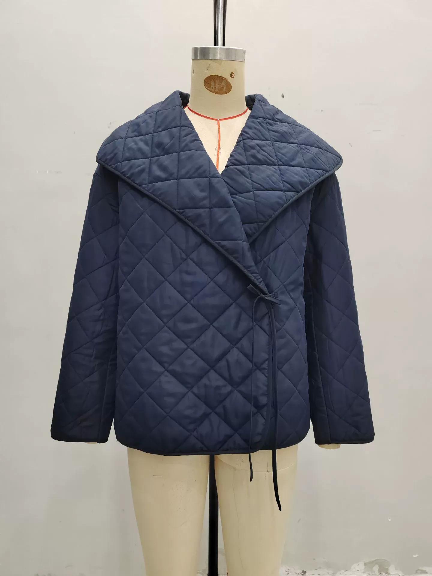Royal Blue Cropped Diamond Quilted Lapel Jacket