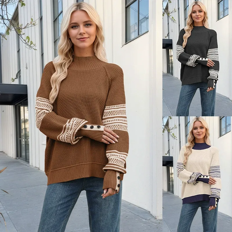 Knitted Colorblock Turtleneck Sweater