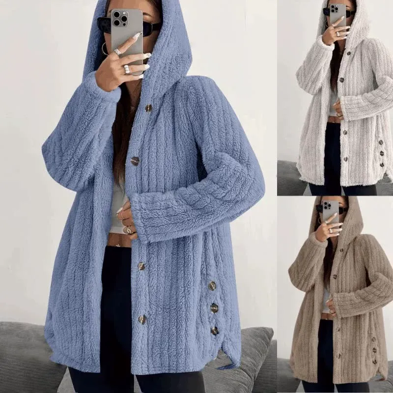 Fuzzy Hooded Fleece Jacket