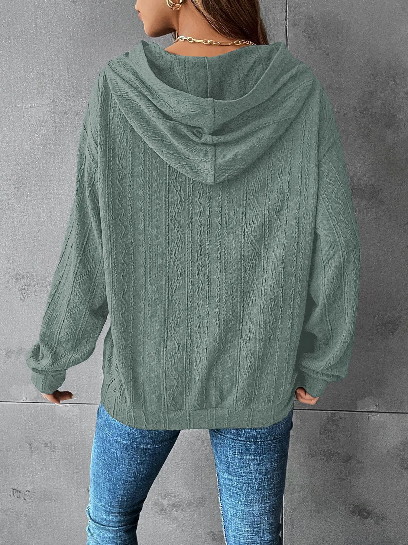 Solid Drop Shoulder Hoodie