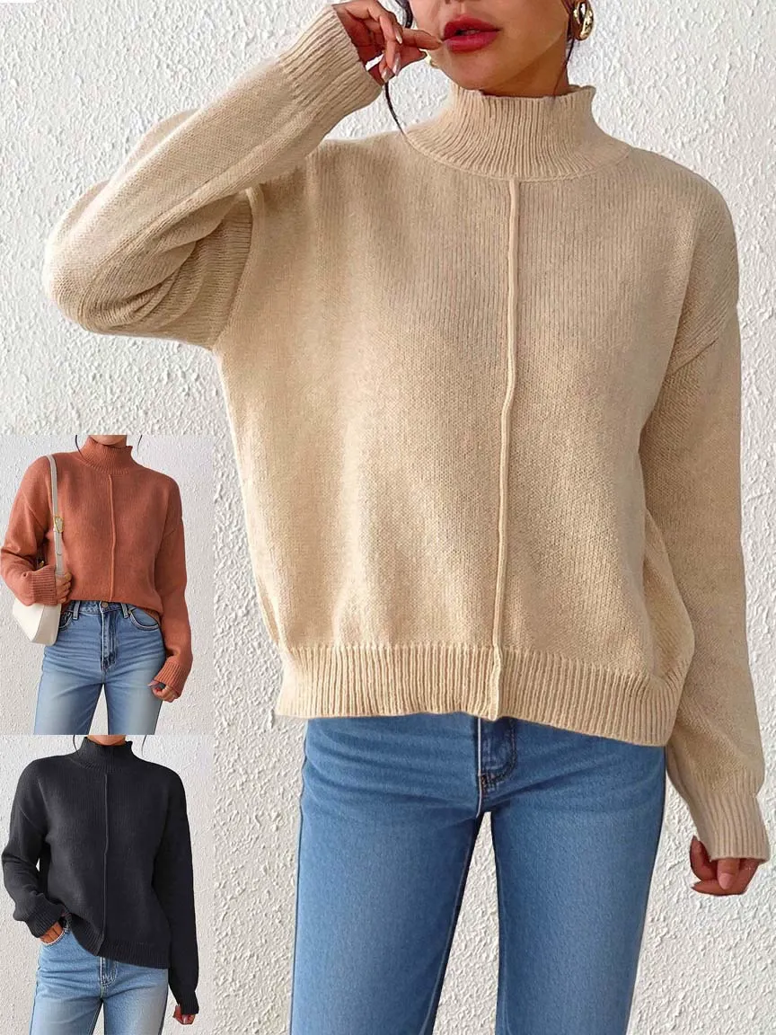 Solid Color Mock Neck Sweater