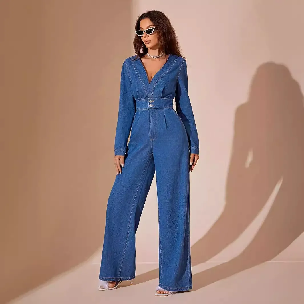 Casual Slim Fit Denim Jumpsuit