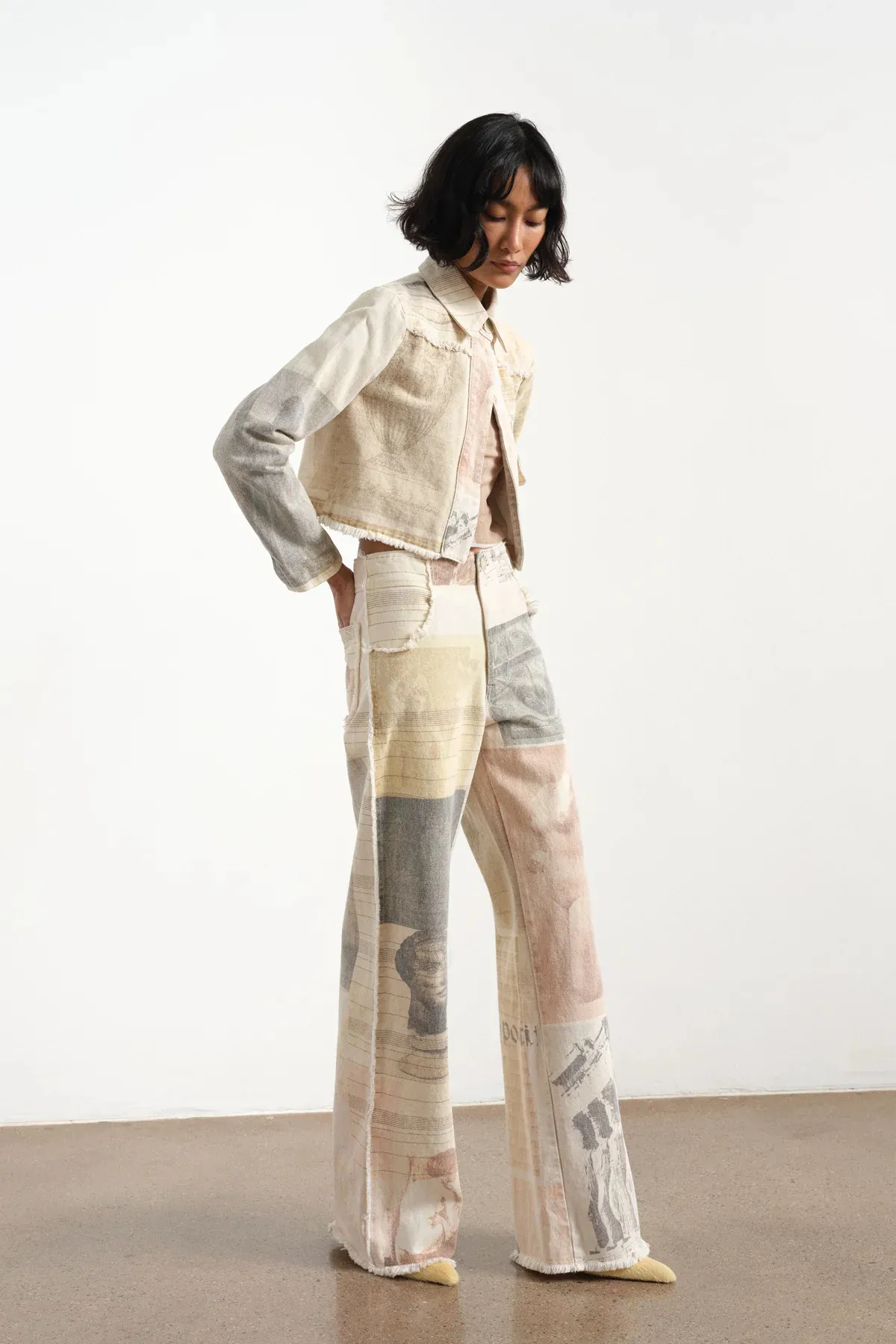 Vintage Printed Wide Leg Jeans