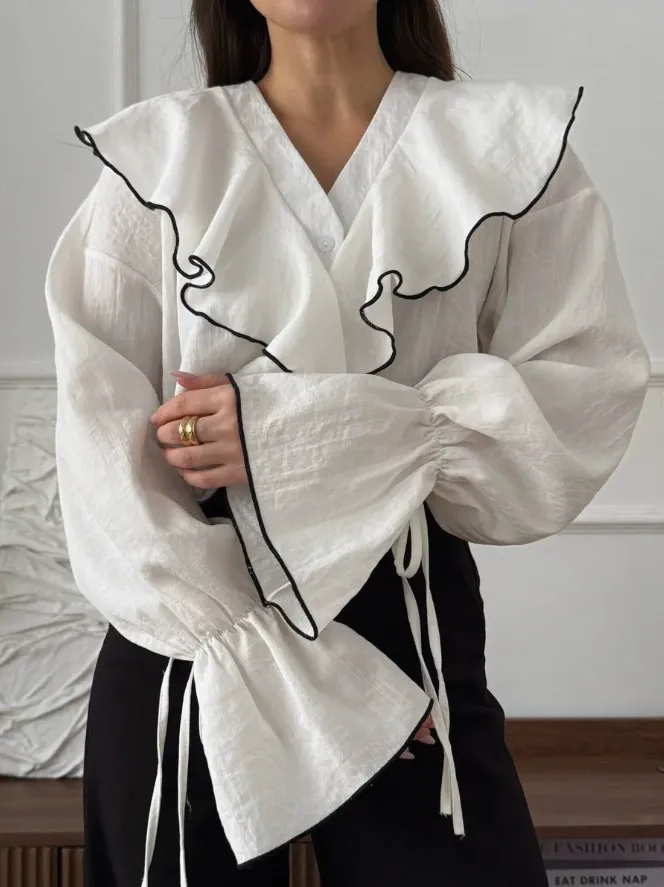 French Ruffle Patchwork Shirt