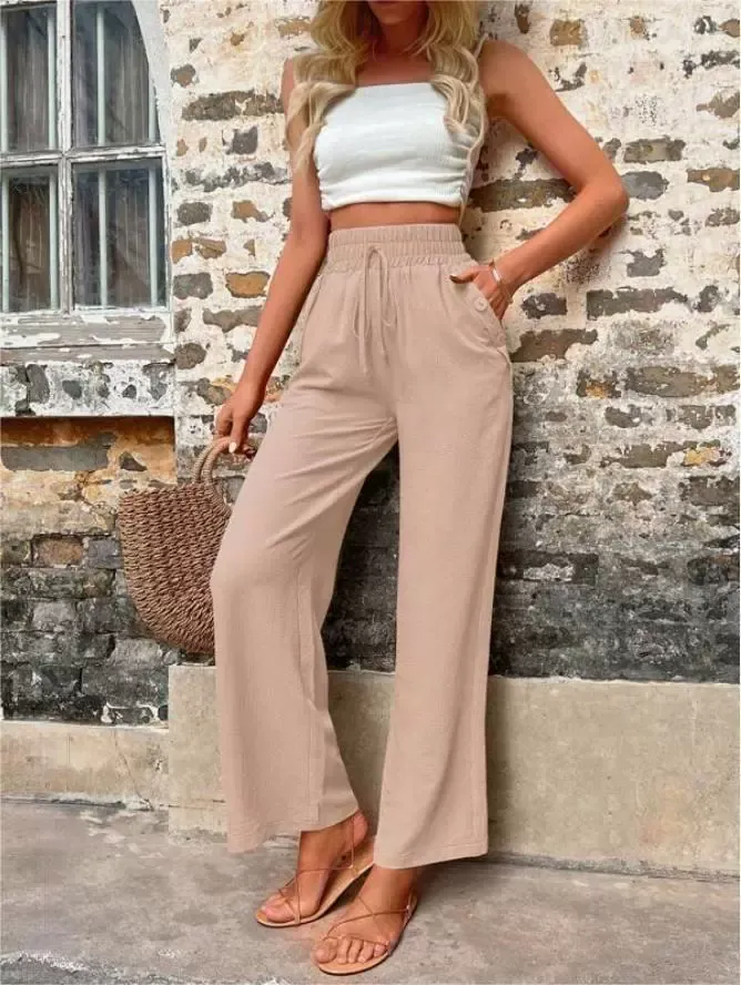 Loose-Fit High-Waist Casual Pants