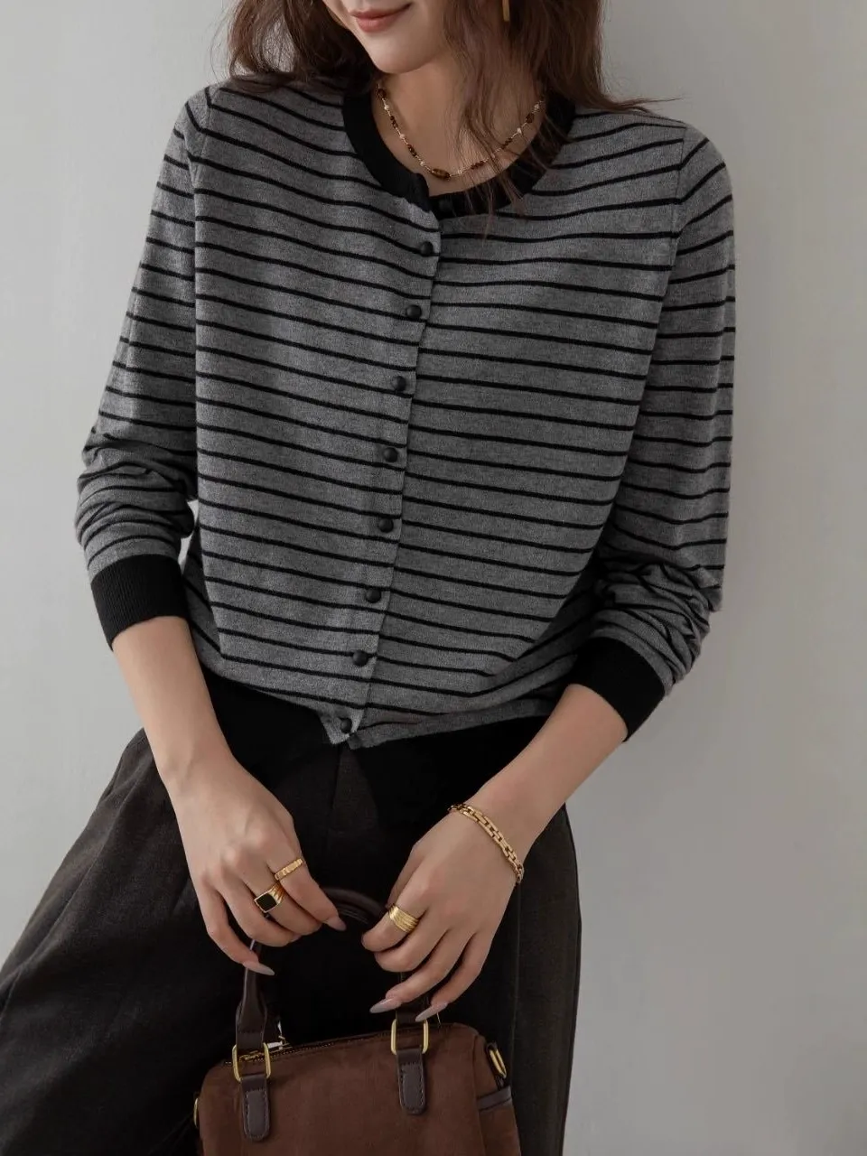 Striped Merino Wool Cardigan