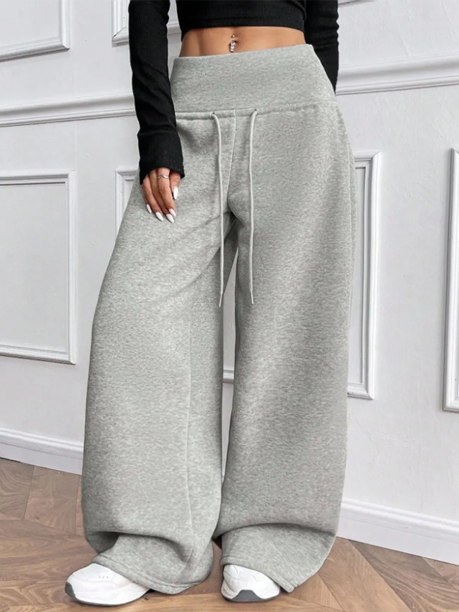 Gray Loose Fit Wide Leg Sweatpants