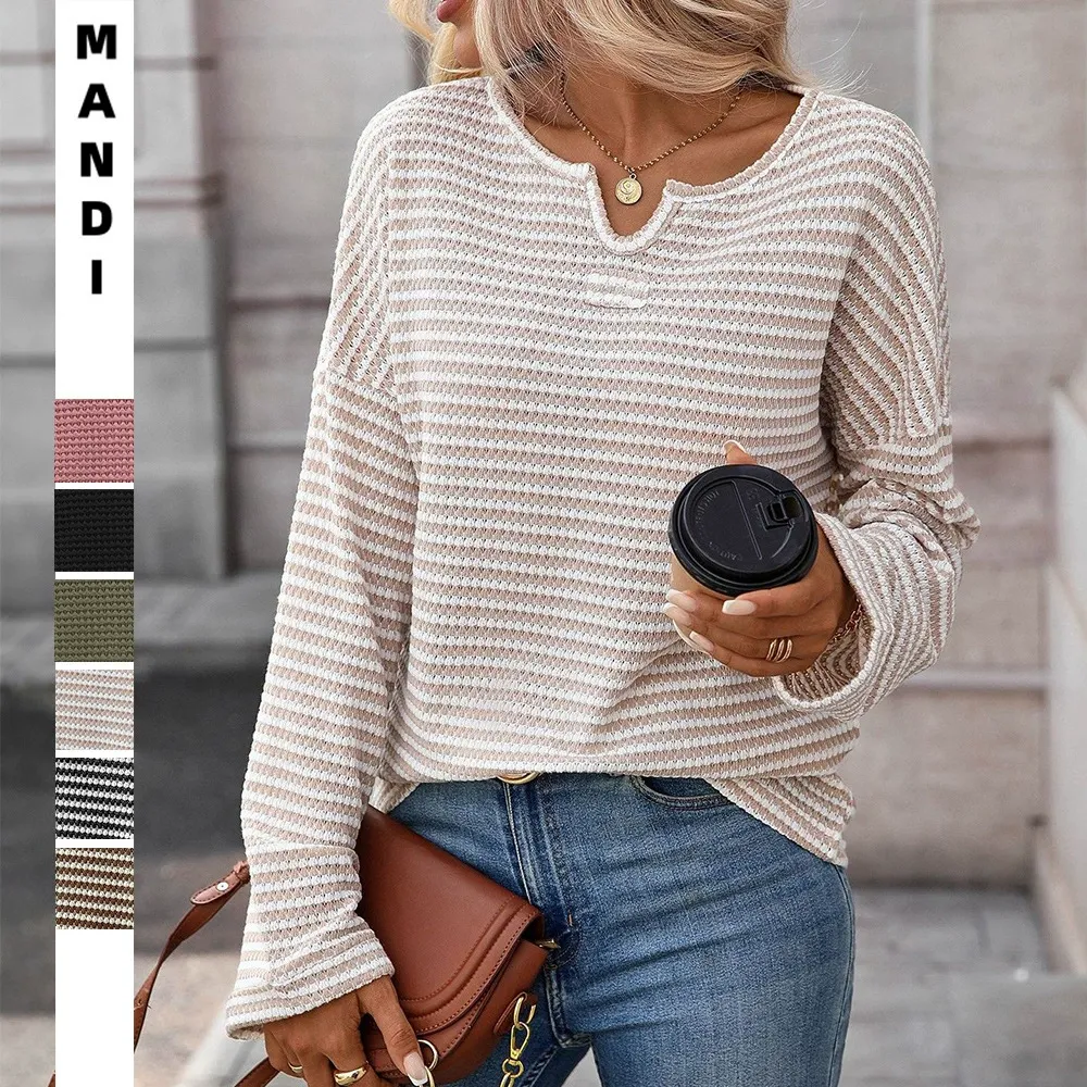 Waffle Knit Striped T-Shirt