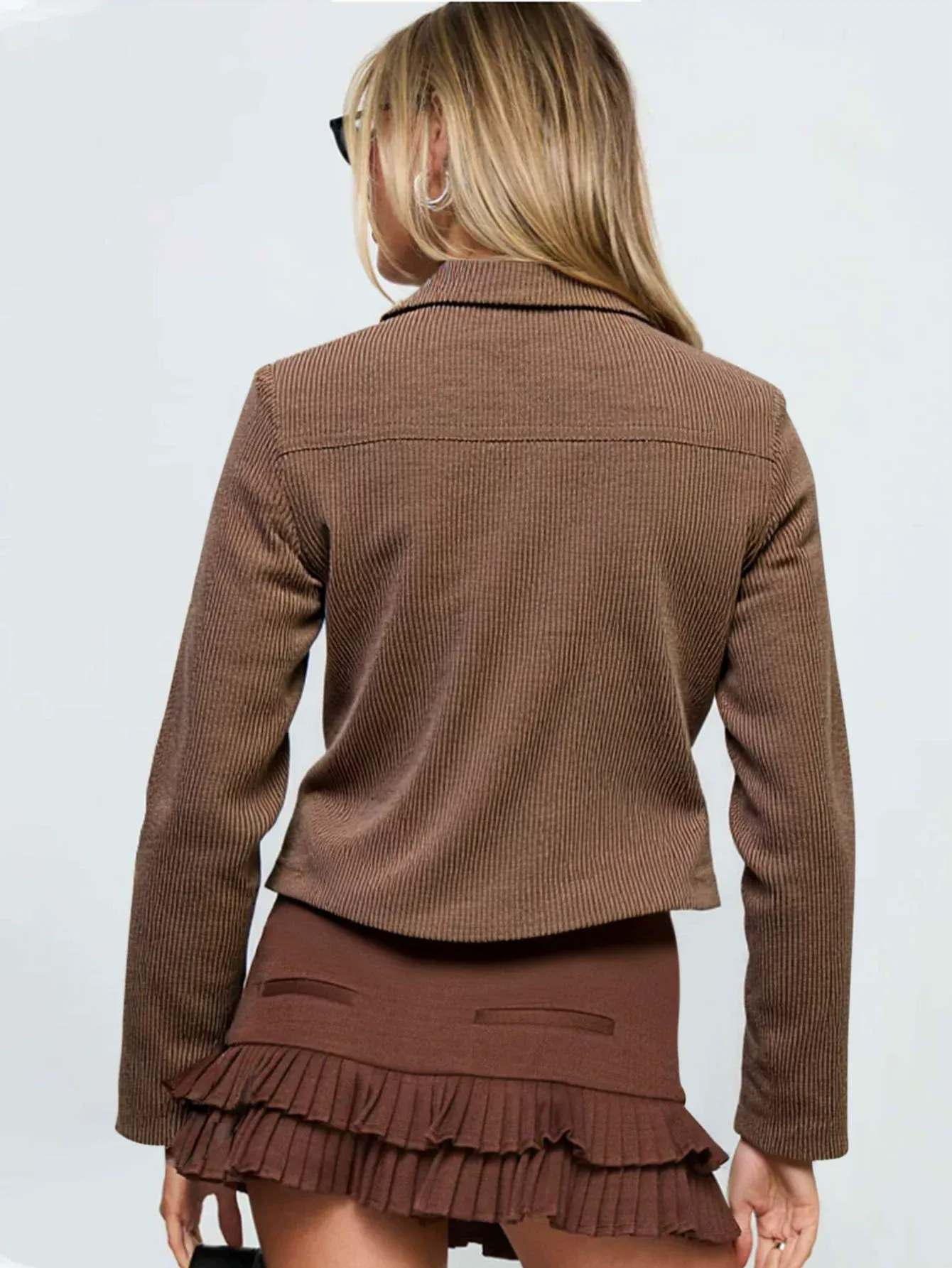 Y2K Dark Brown Slim Fit Cargo Jacket