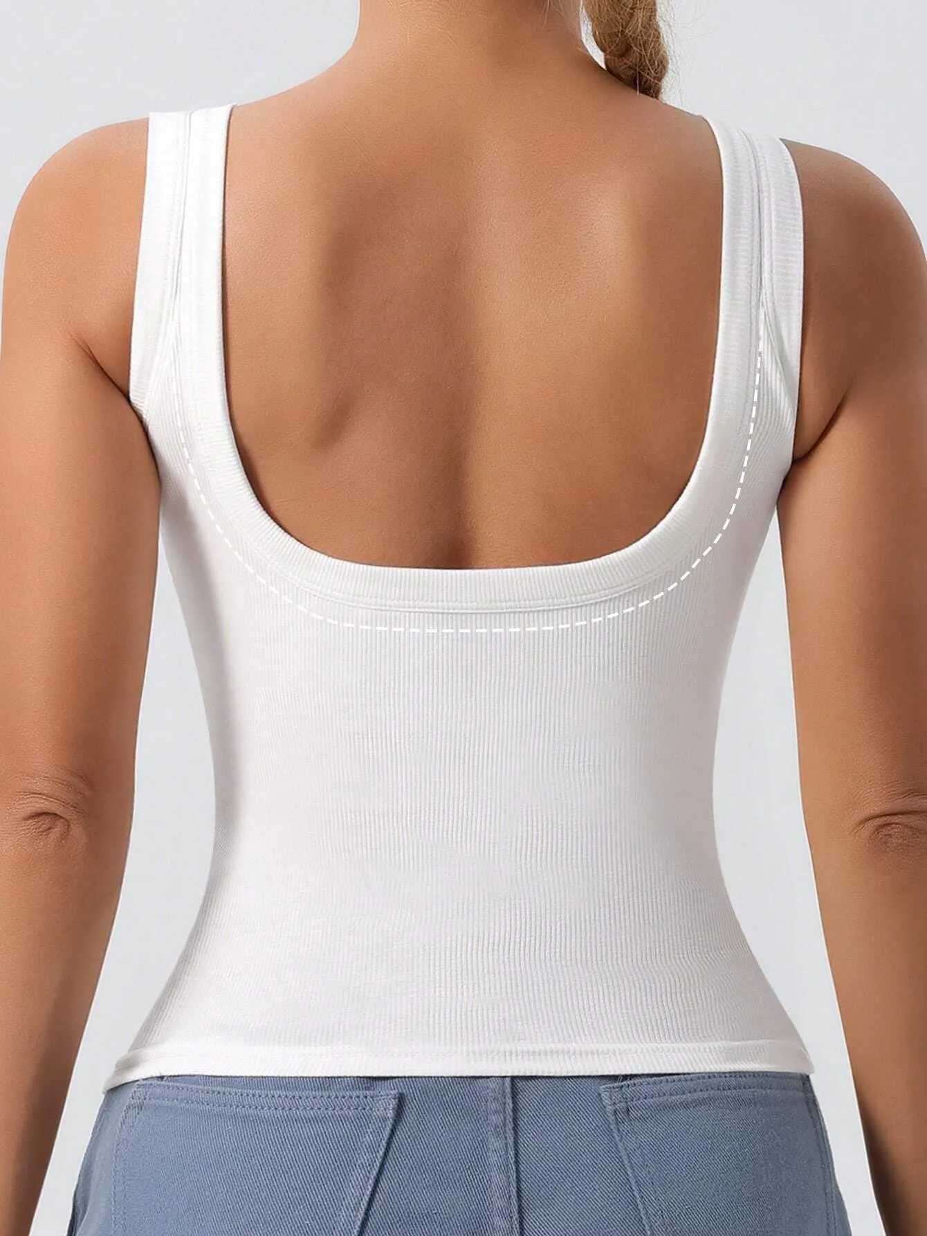 U-Neck Backless Padded Tank Top