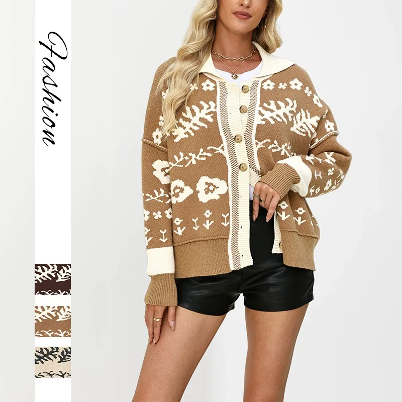 Square Neck Button-Up Cardigan Sweater