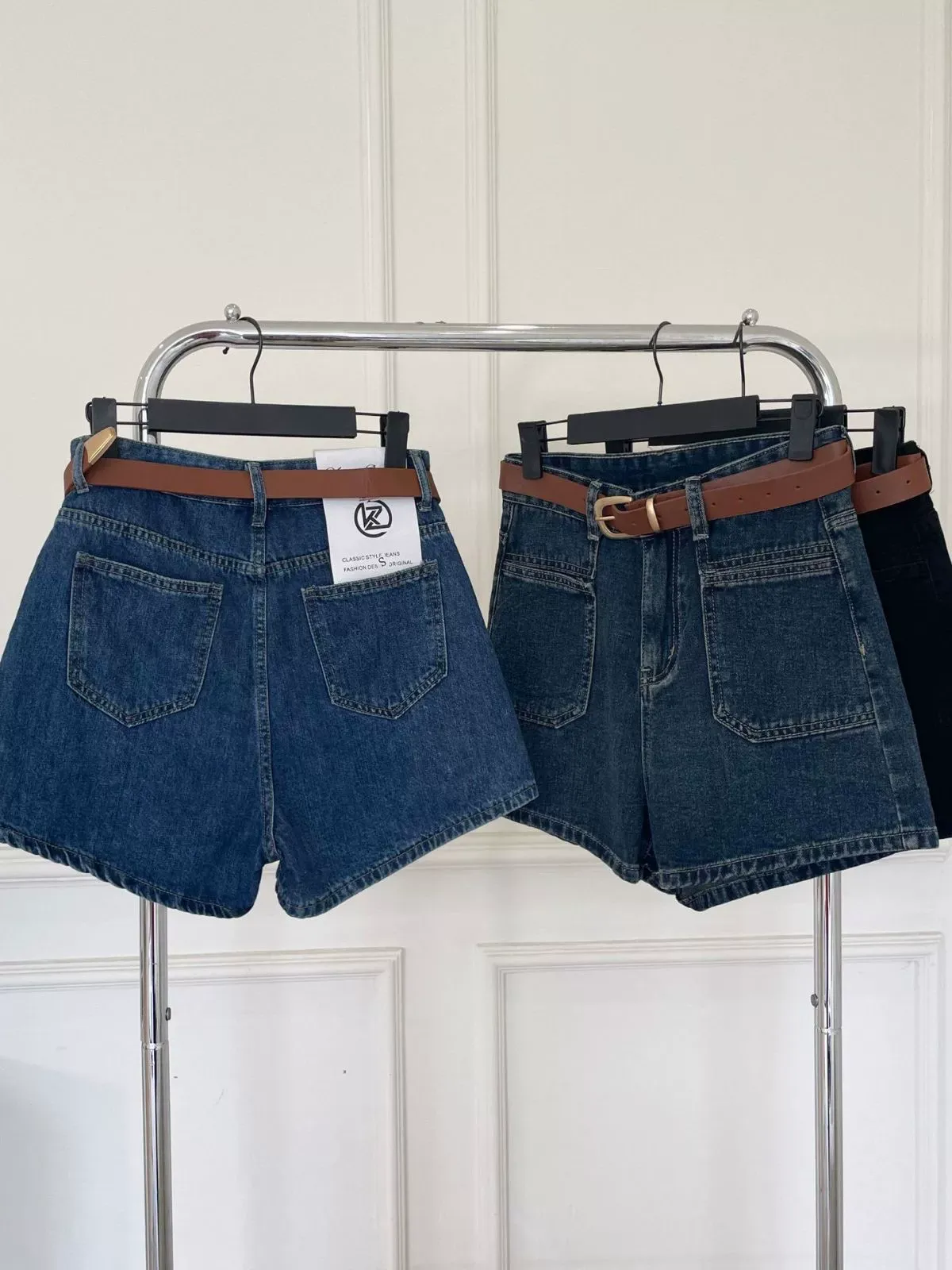 High-Waist Wide-Leg Denim Shorts