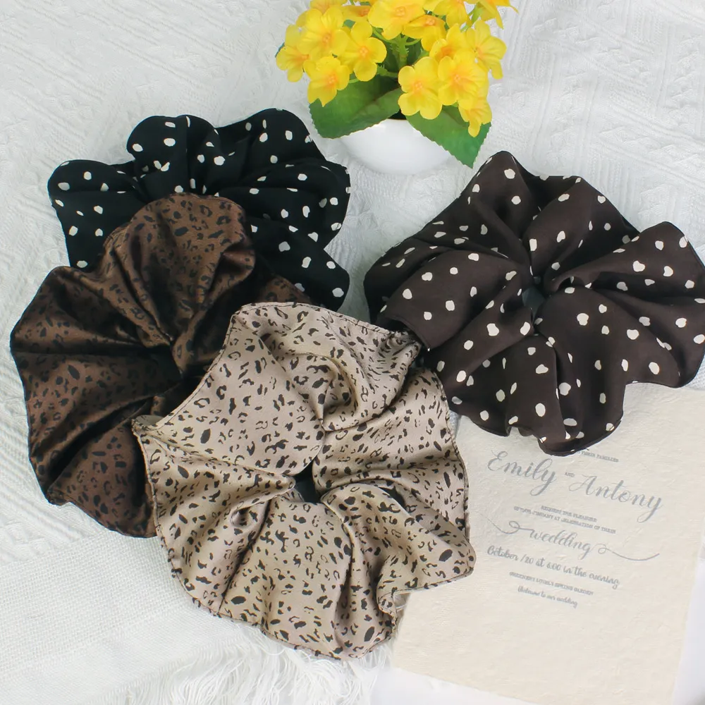 Chic Oversized Leopard Print Scrunchie Hair Tie