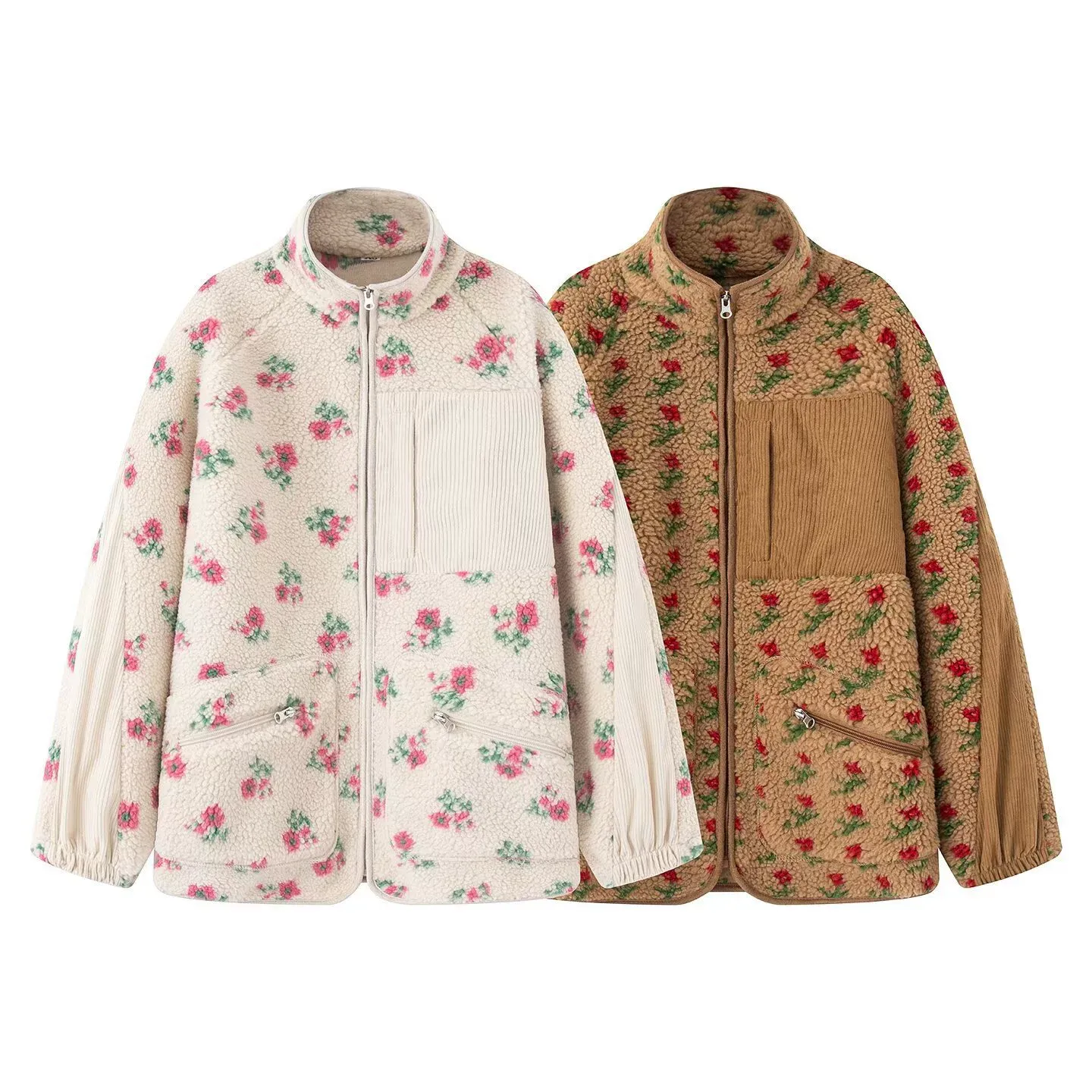 Printed Fleece Jacket with Pockets