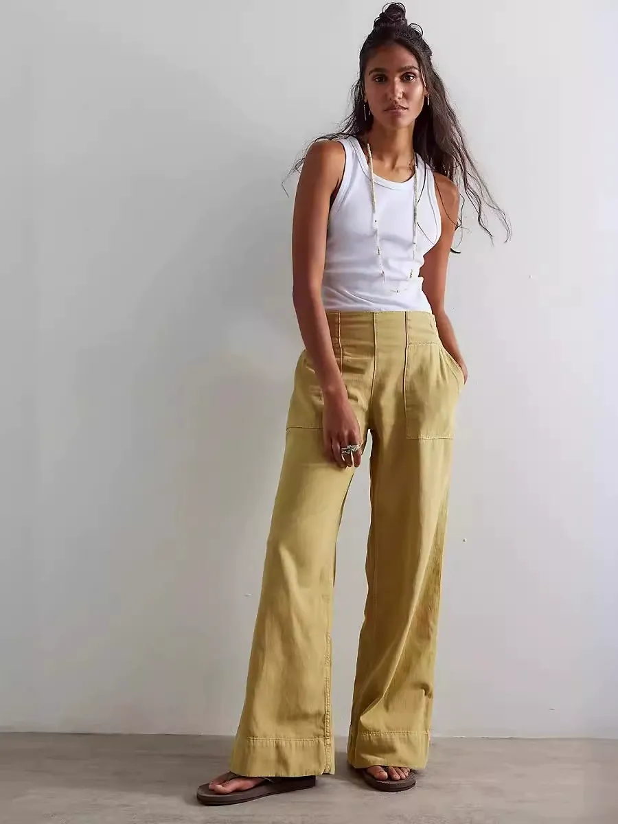Loose Fit Low Rise Non-Stretch Elastic Waist Jeans