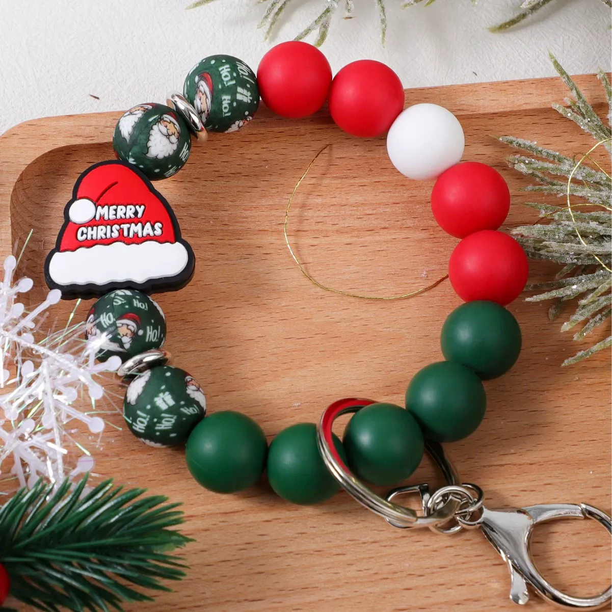 Christmas Cute Silicone Beaded Keychain & Bag Charm