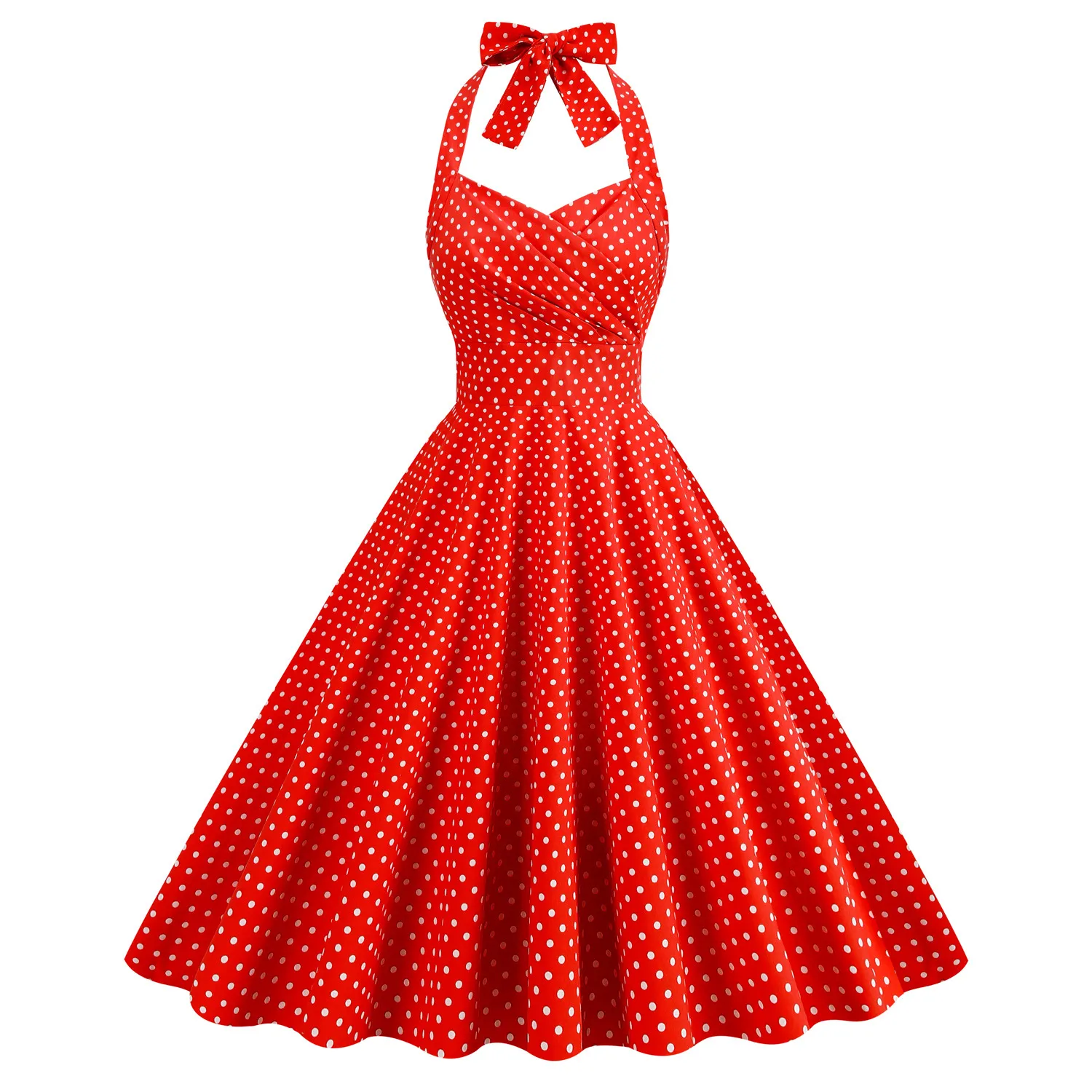 Vintage Polka Dot Halter Swing Dress