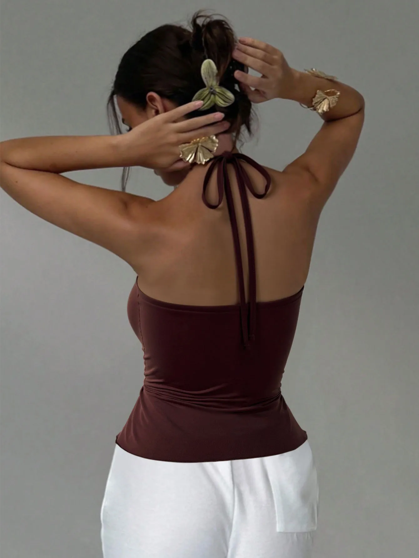 Slim Fit Halter Neck Crop Top