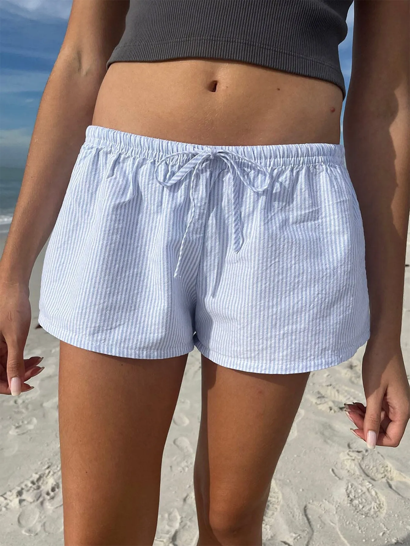 Resort Striped Tie-Waist Shorts