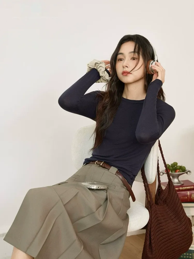 Slim Fit Tencel Blend Knit Top