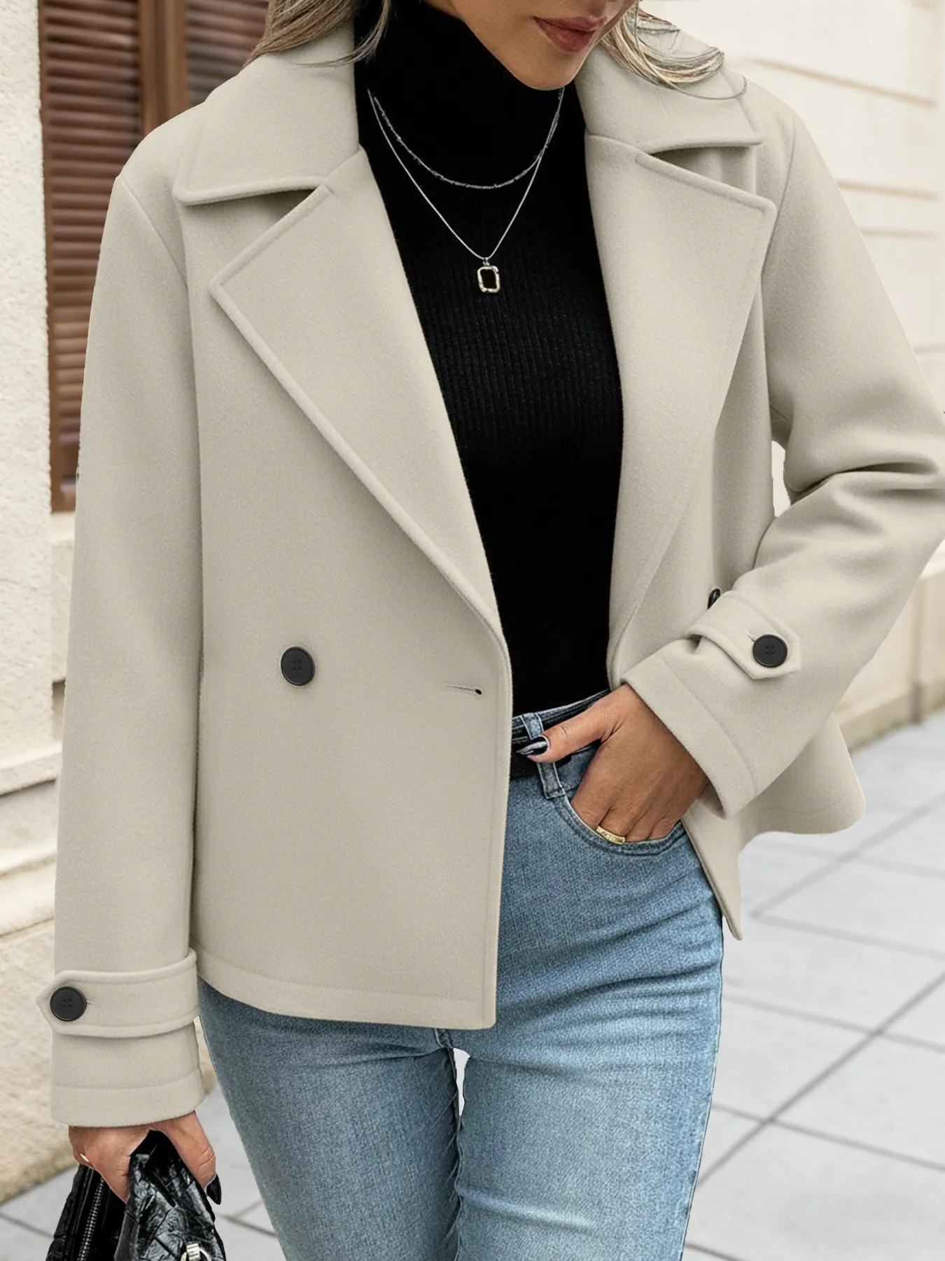 Double-Breasted Wool Pea Coat