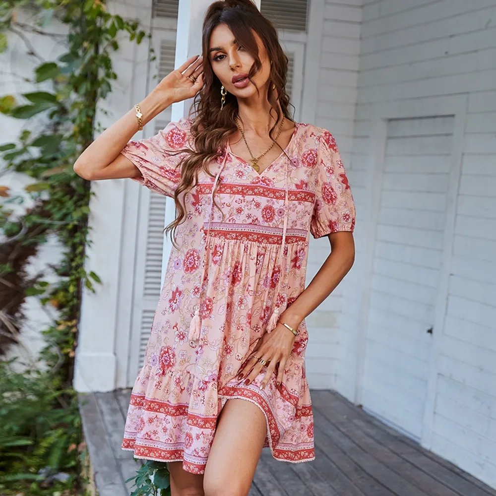 Chic Flowy Printed Resort Dress