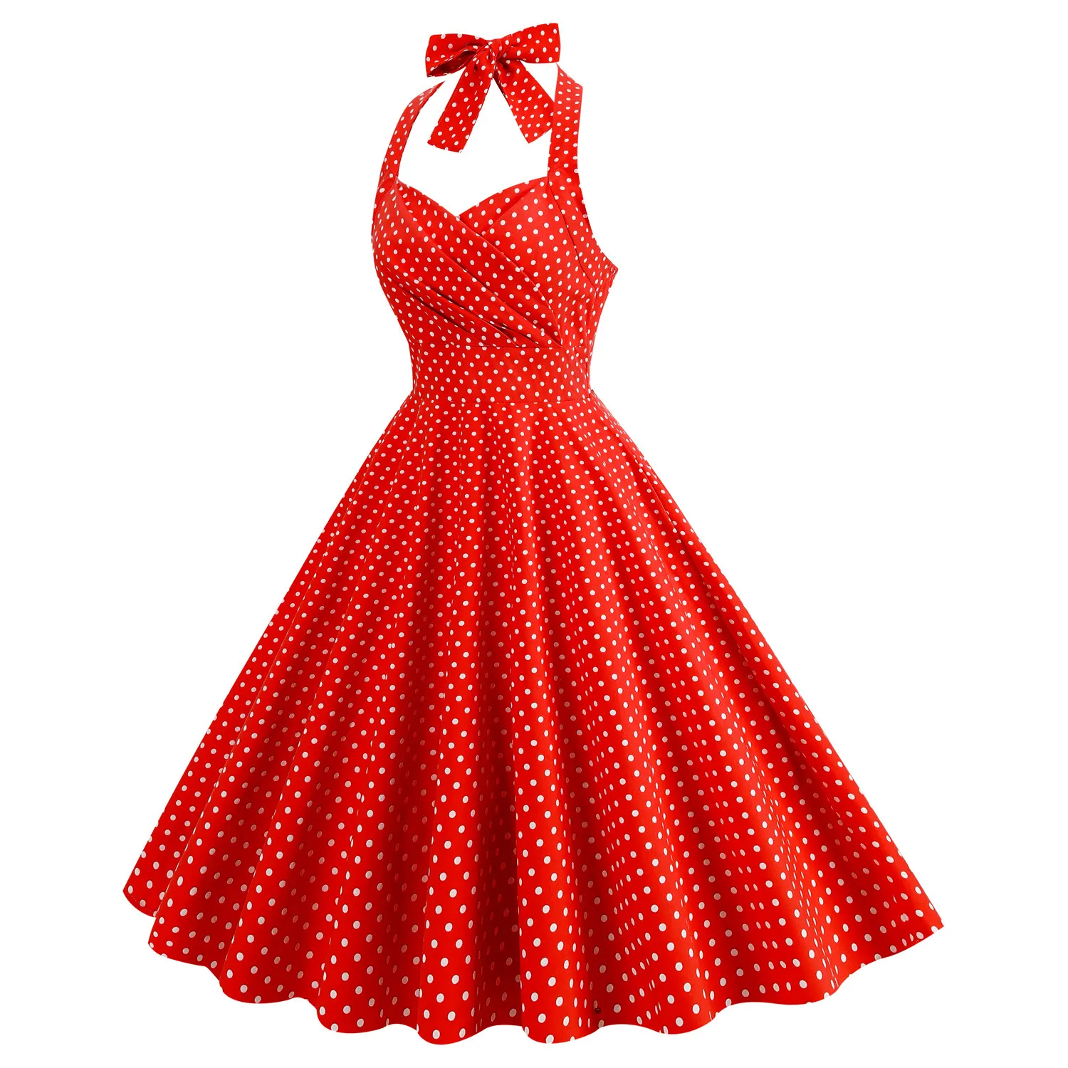 Vintage Polka Dot Halter Swing Dress