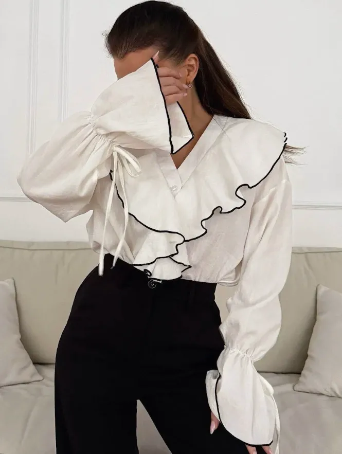 French Ruffle Patchwork Shirt