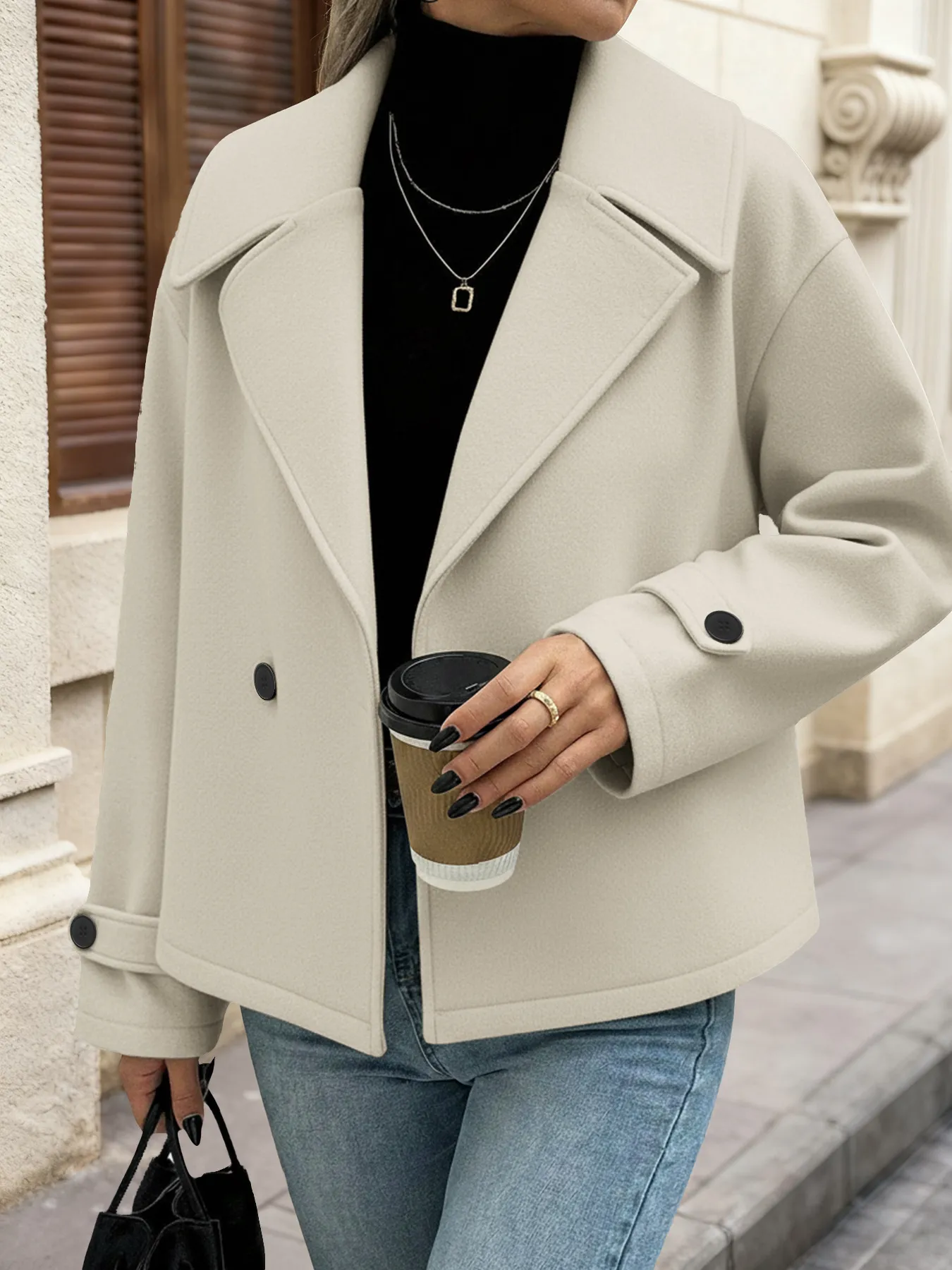 Double-Breasted Wool Pea Coat