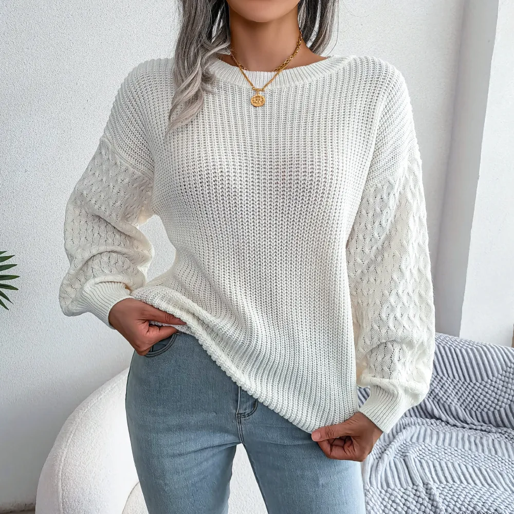 Casual Lantern Long Sleeve Knit Sweater