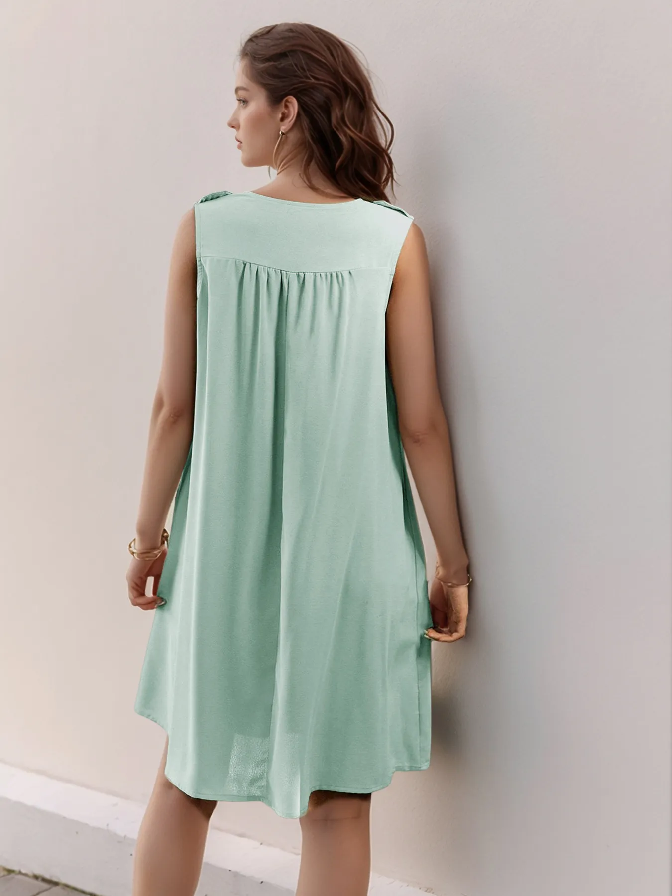 Casual Loose Sleeveless Shirt Dress