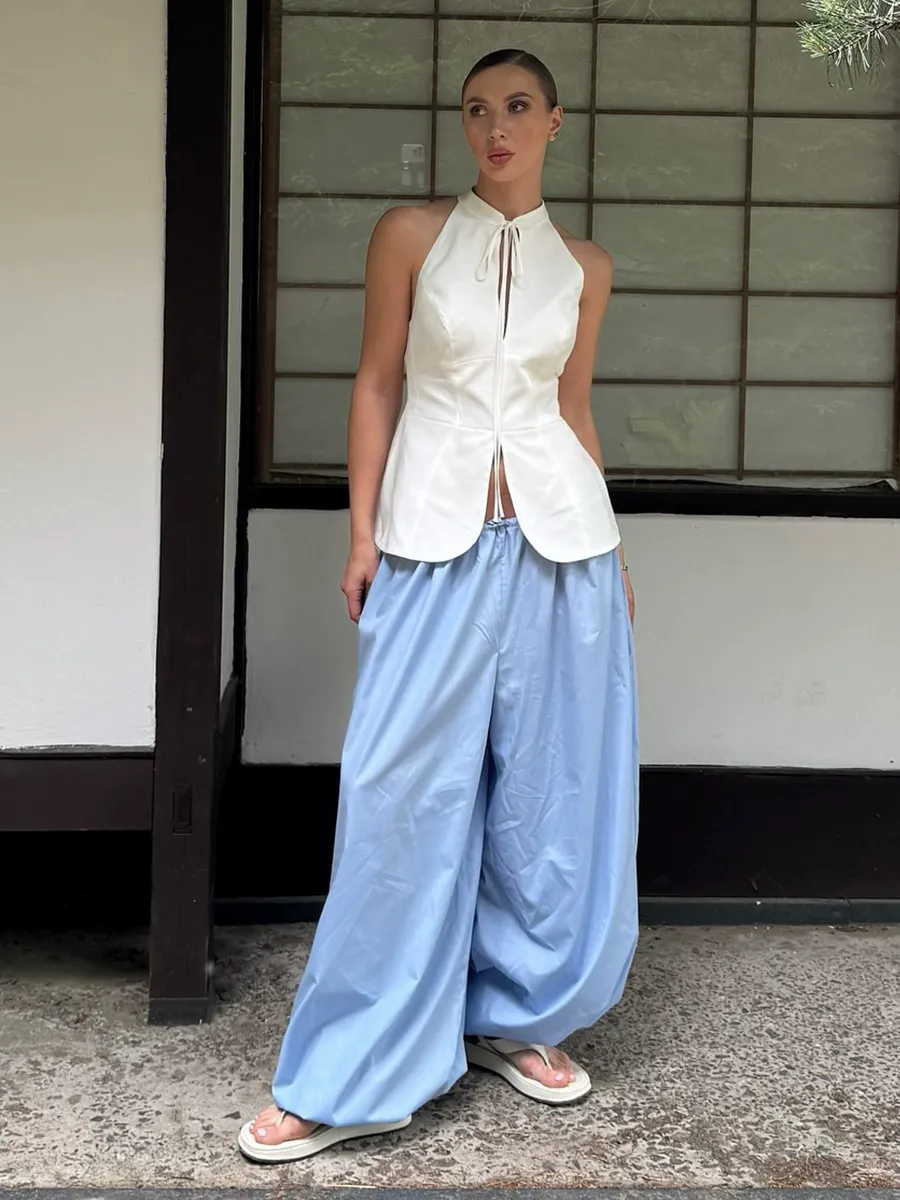 Pure Cotton Relaxed Fit Wide Leg Balloon Pants