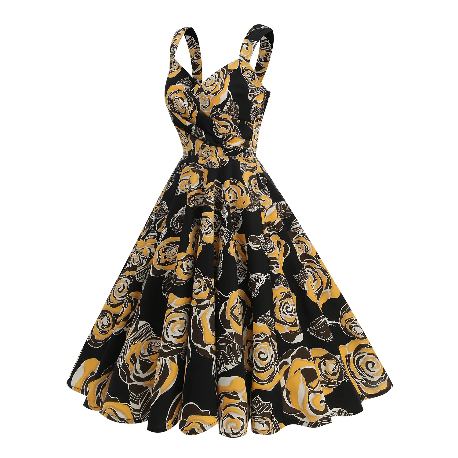 Vintage V-Neck Spaghetti Strap Halloween Swing Dress
