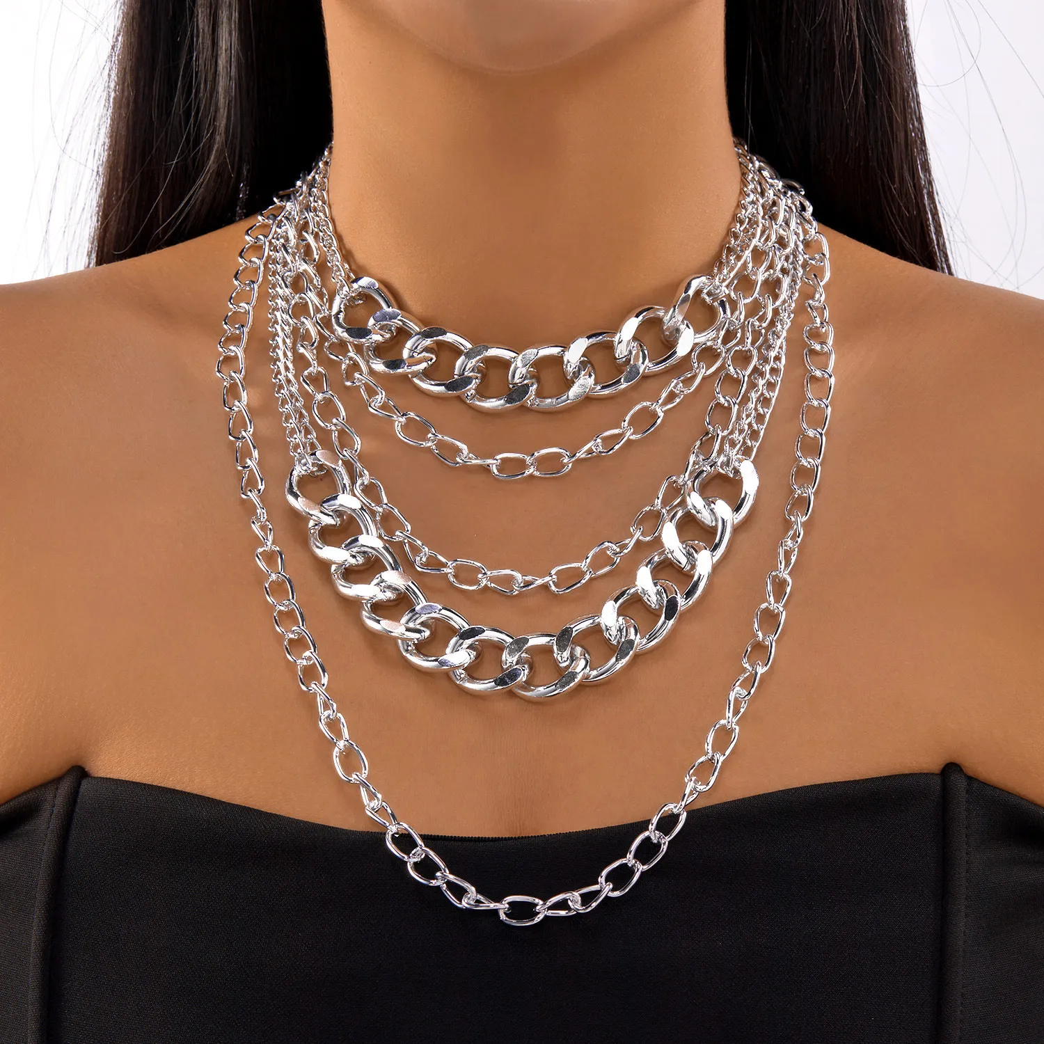 Bold 5-Layer Chunky Chain Necklace