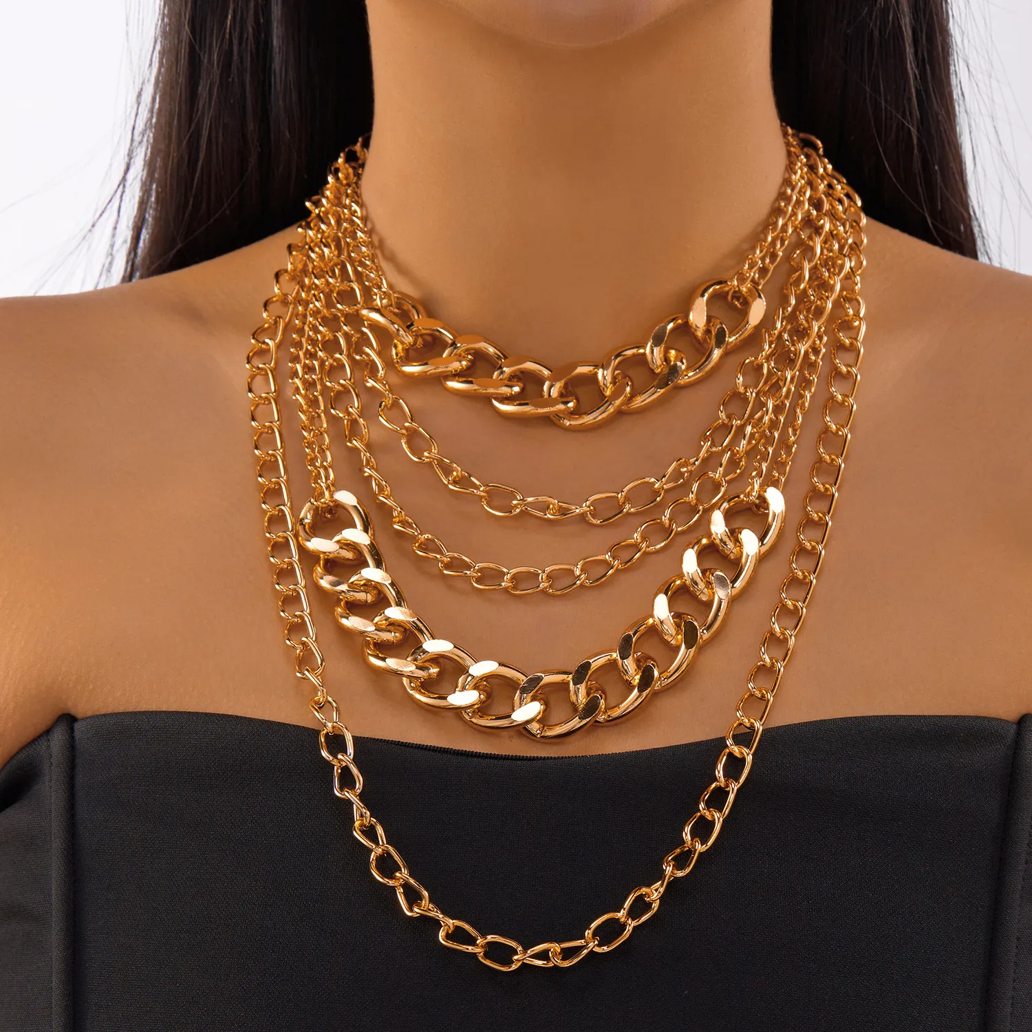 Bold 5-Layer Chunky Chain Necklace