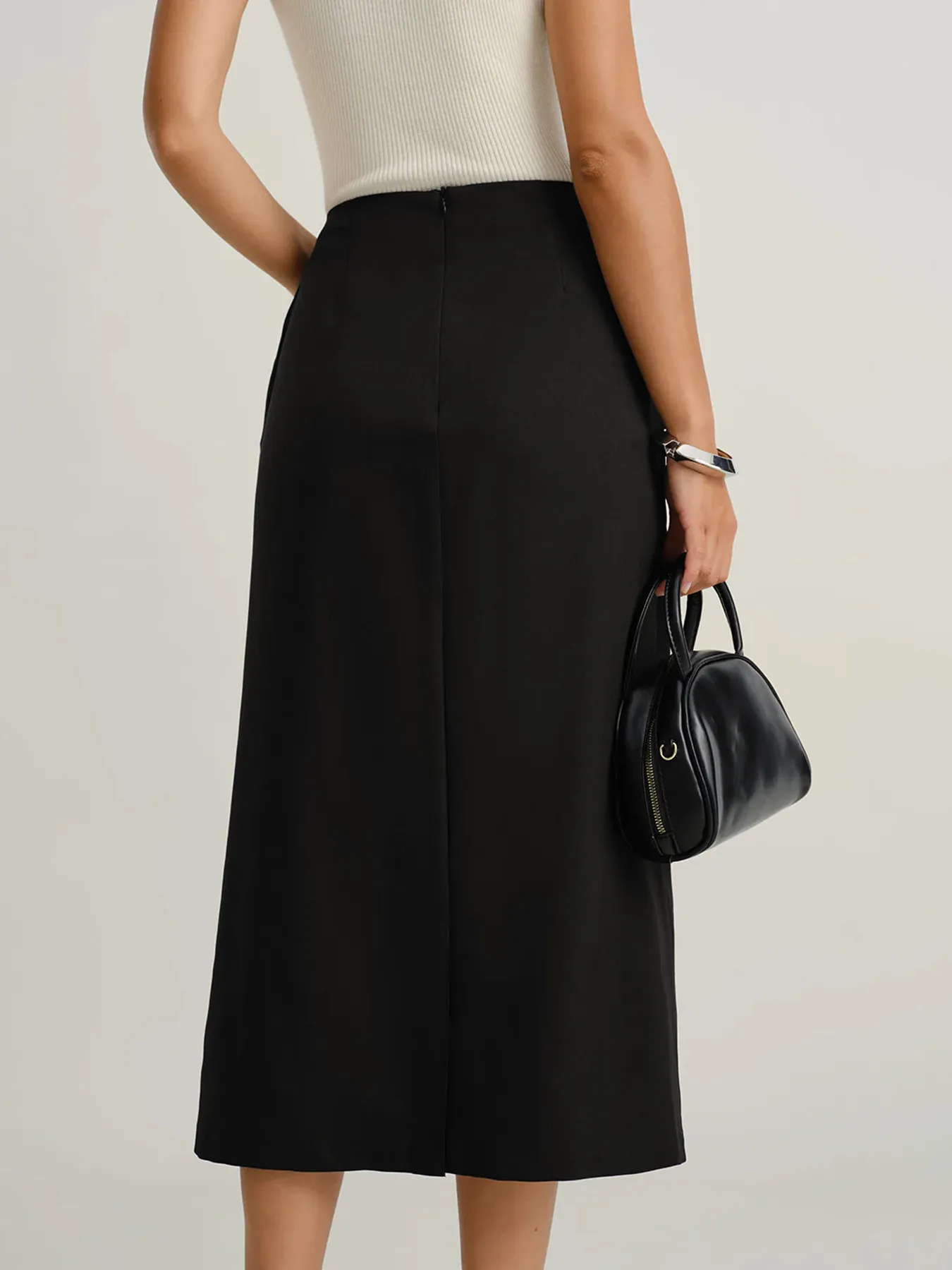 Retro Chic Button Slit Pencil Skirt