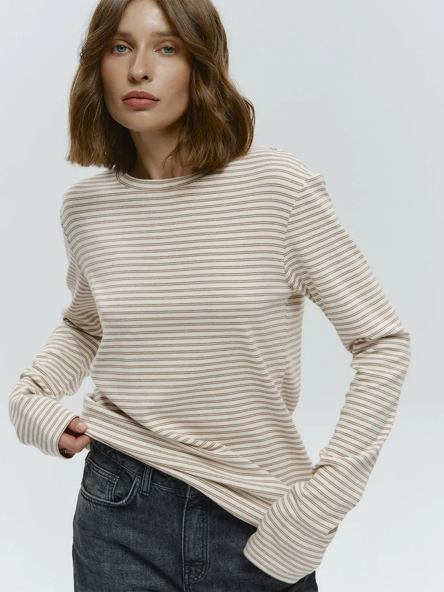 Striped Long Sleeve Cotton T-Shirt