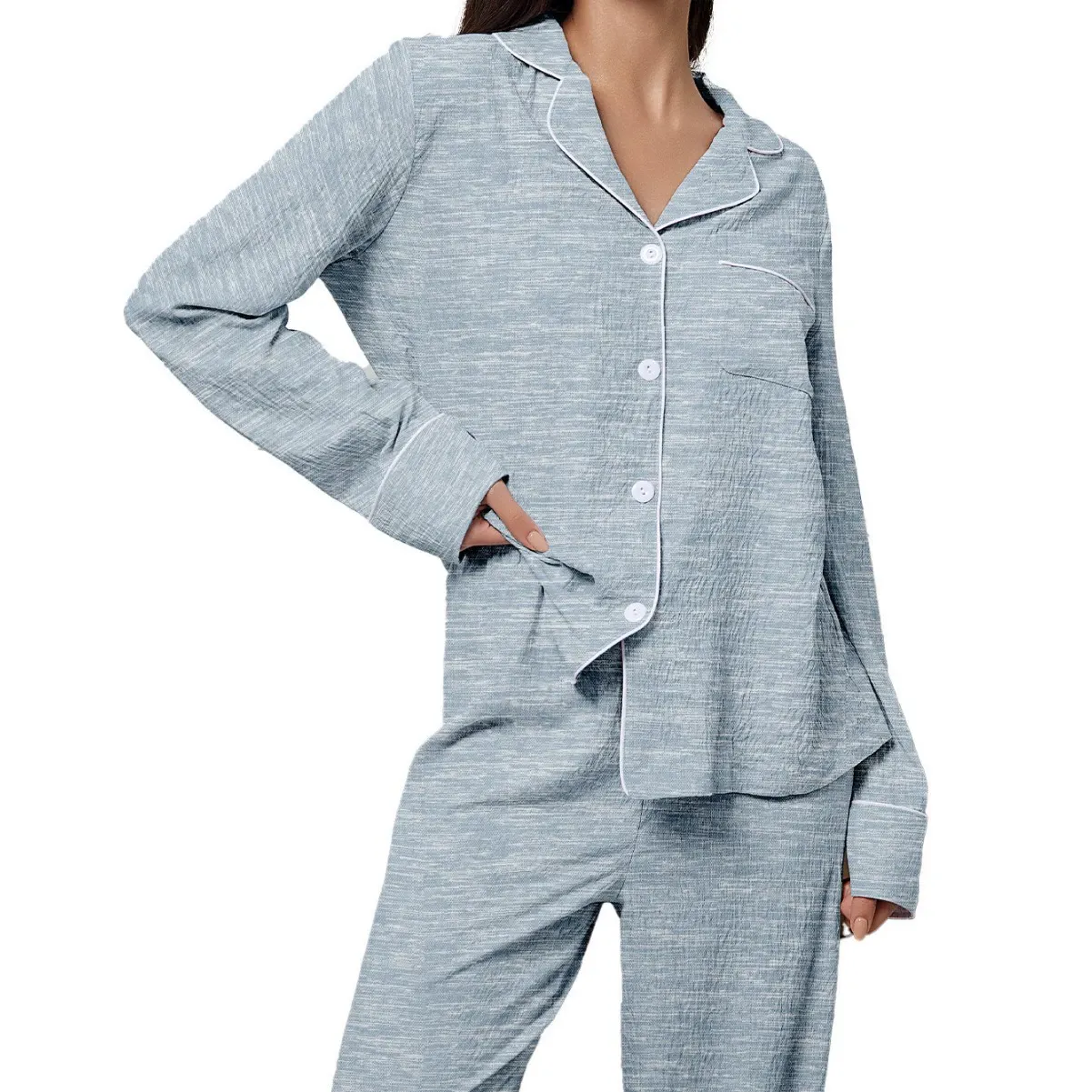 Soft Lapel Long Sleeve & Pants Pajama Set