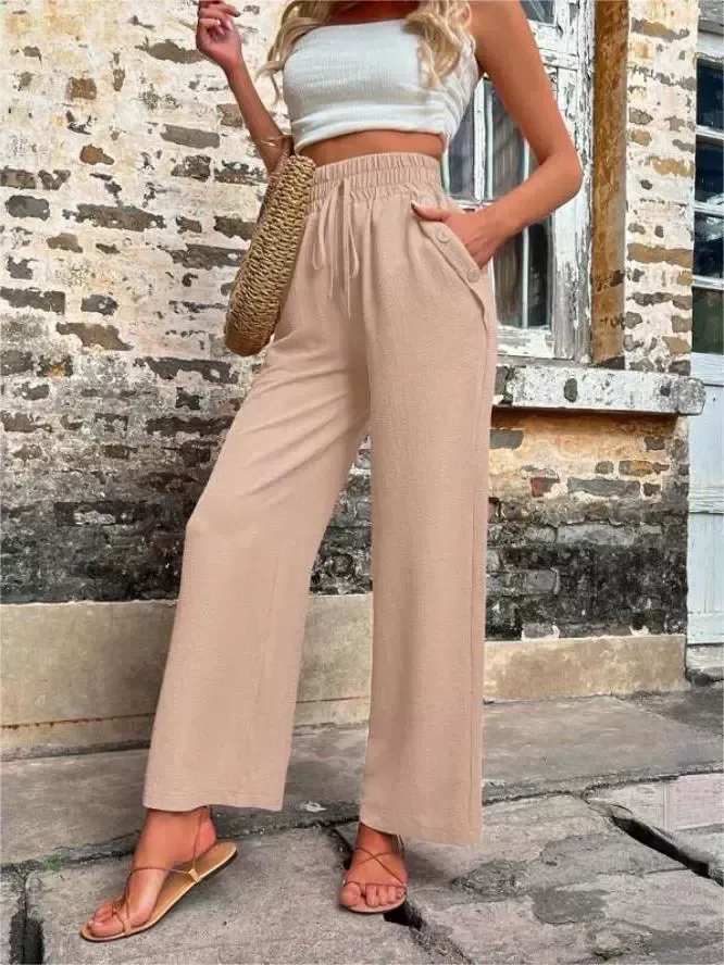 Loose-Fit High-Waist Casual Pants