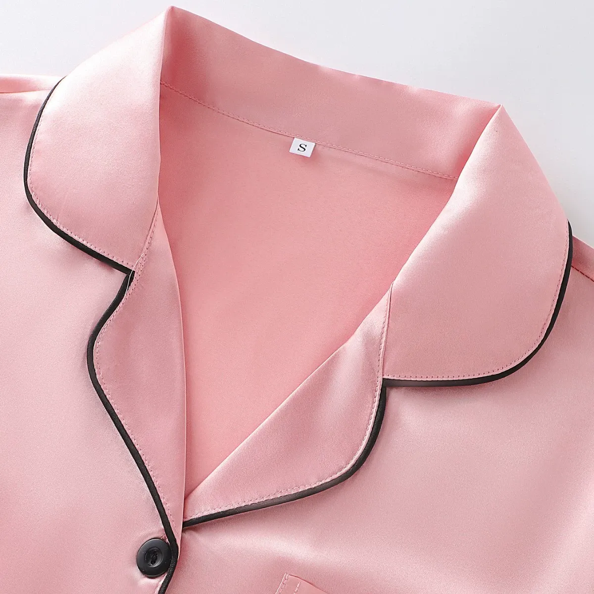 Solid Satin Notch Collar Short Sleeve Shorts Pajama Set