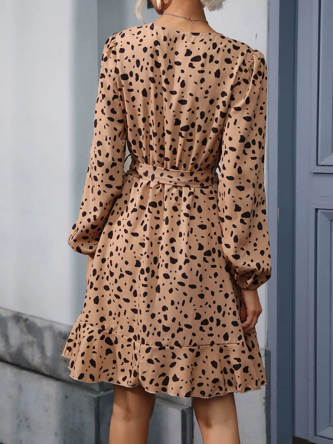 Vintage Leopard Print V-Neck Dress
