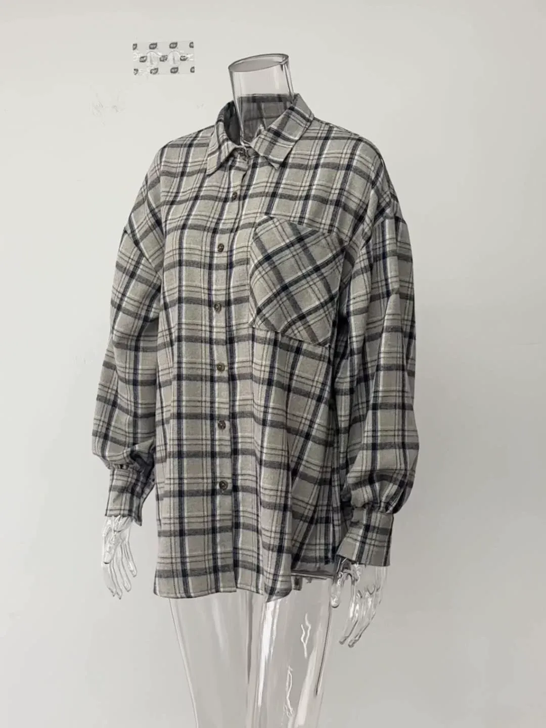 Retro Plaid Loose Long Sleeve Overshirt