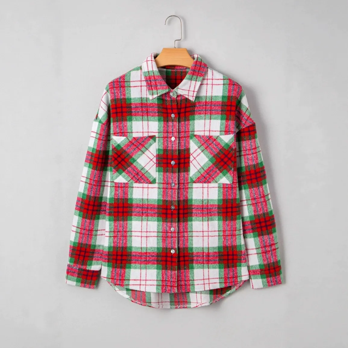 Plaid Wool Christmas Shirt Jacket