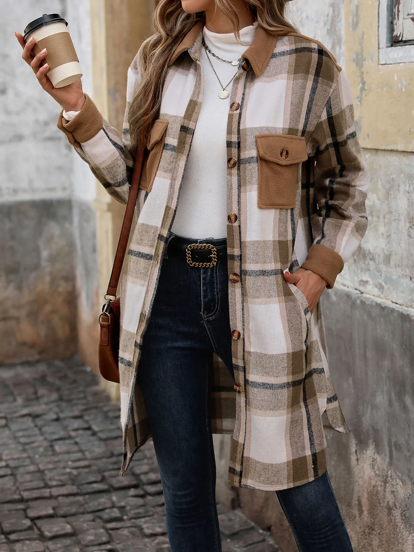 Oversized Vintage Plaid Flannel Shirt Jacket