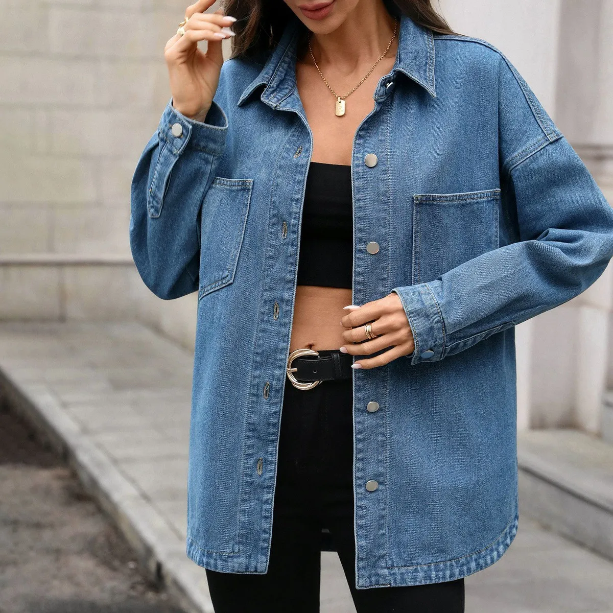 Light Wash Oversized Denim Jacket